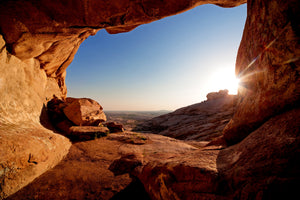 3-piece-aluminium-print-sunset-in-front-of-the-cave