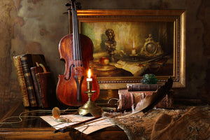 modern-3-piece-aluminium-print-still-life-with-violin-and-painting-ii