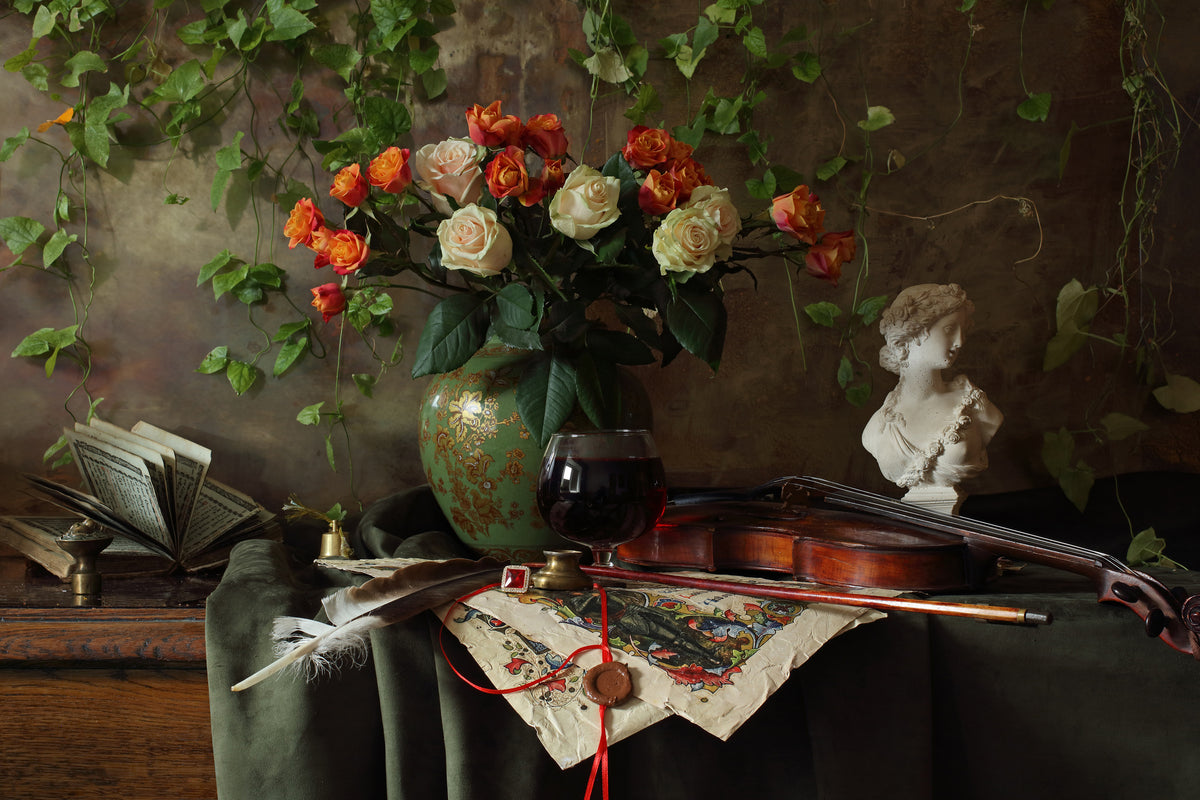 acrylic-print-still-life-with-violin-and-flowers-iii