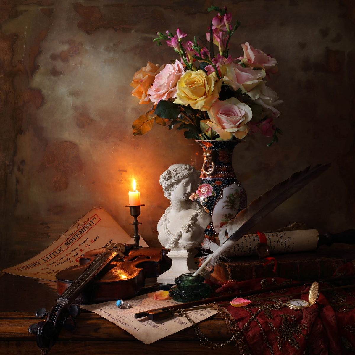 aluminium-print-still-life-with-bust-and-flowers