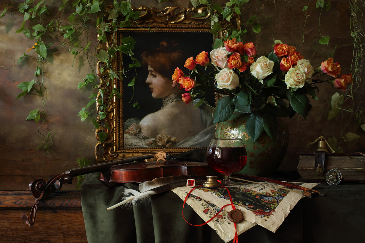 framedposter-print-still-life-with-violin-and-flowers-ii