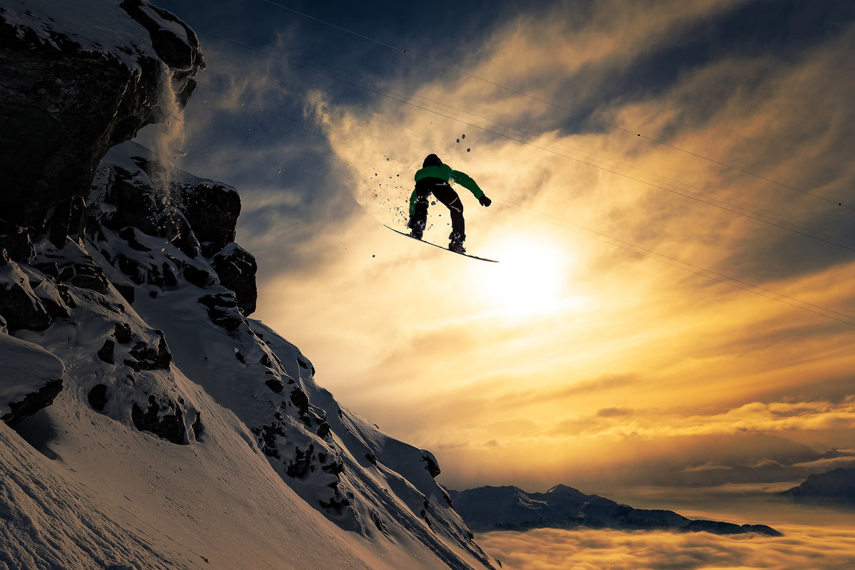 acrylic-print-sunset-snowboarding-x