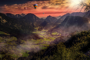 aluminium-print-hot-air-balloons-in-the-sunset