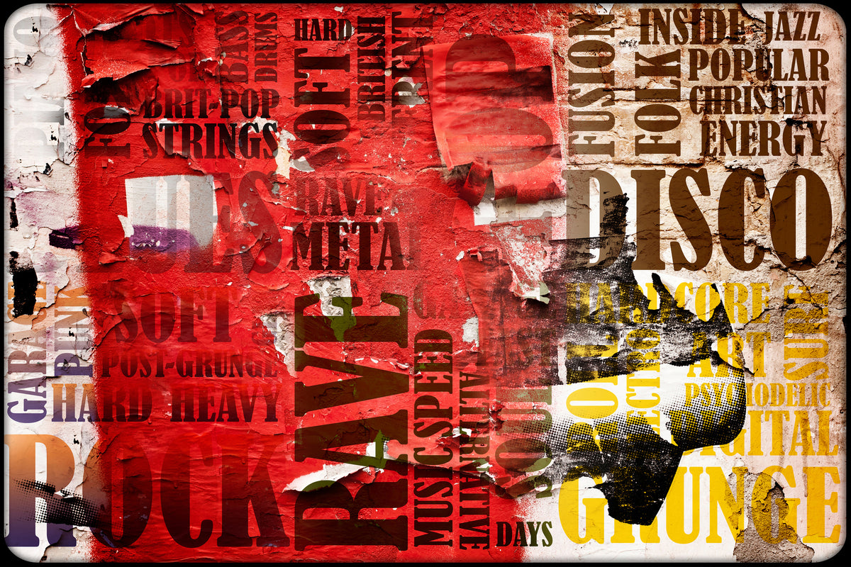 framedcanvas-print-music-text-in-grunge-style