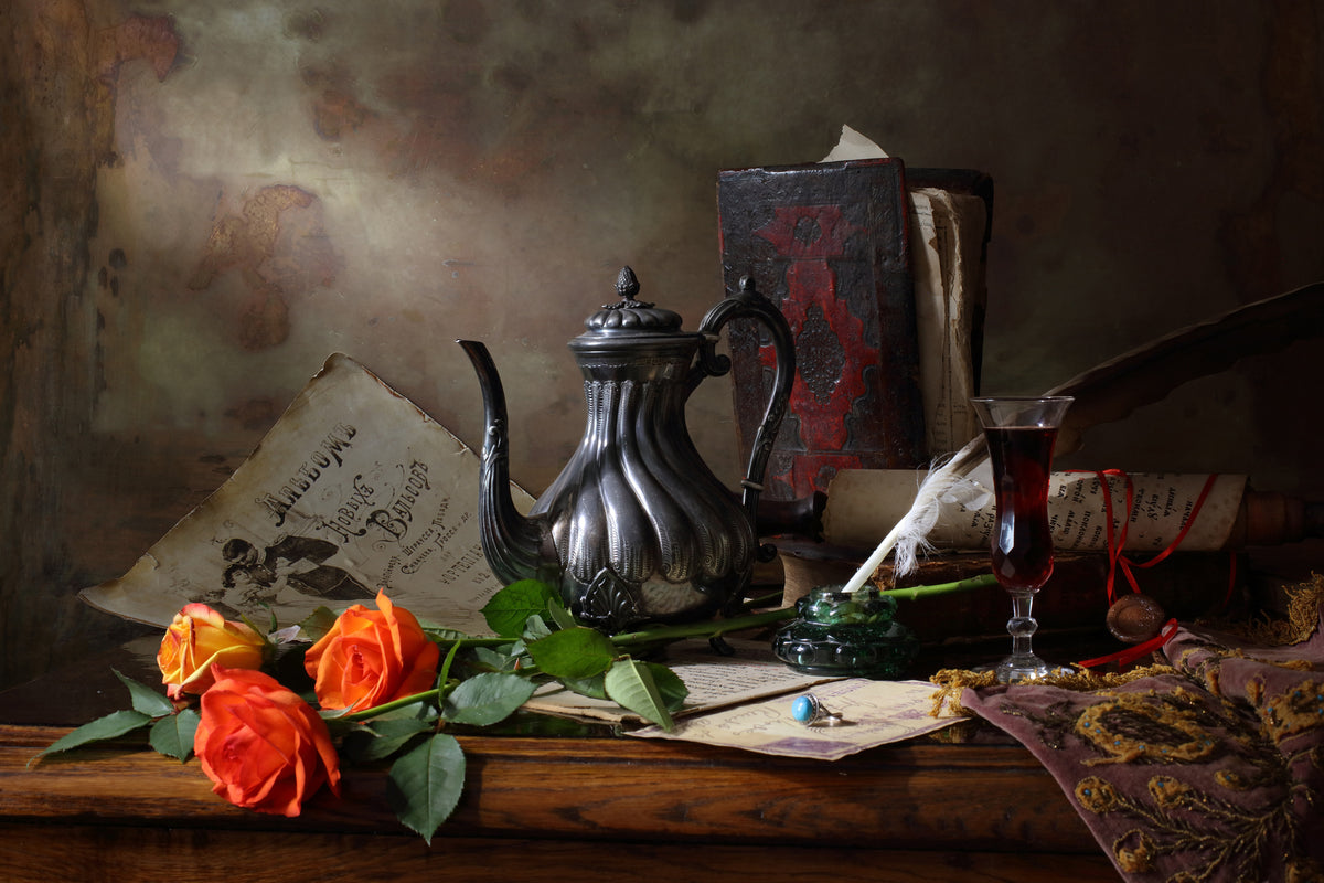 modern-3-piece-acrylic-print-still-life-with-teapot-and-roses